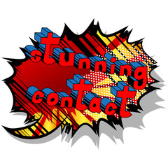 Stunning Contact - Comic book style word on abstract background.