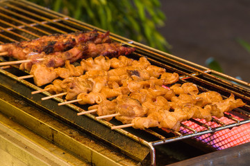 close-up roast pork On the grill