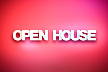 Open House Theme Word Art on Colorful Background