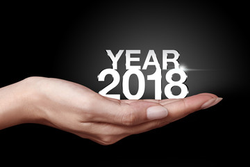 Hand showing new year 2018.