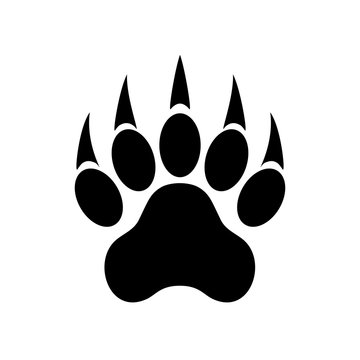 Animal paw print with claws. Tiger paw. Footprint. Vector illustration.