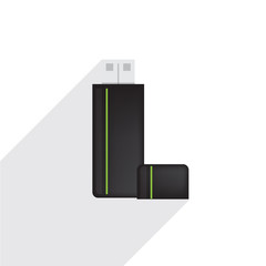Obraz premium Usb flash memory flat icon with long shadow