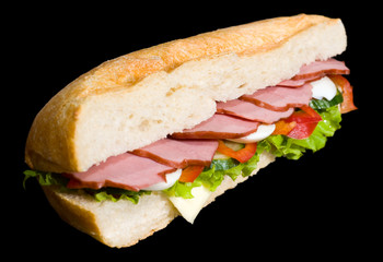 sandwich with ham and vegetables