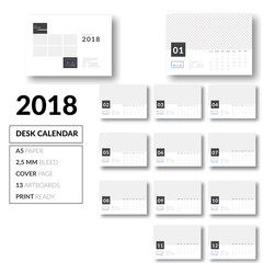 Desk Calendar template design 2018 vector