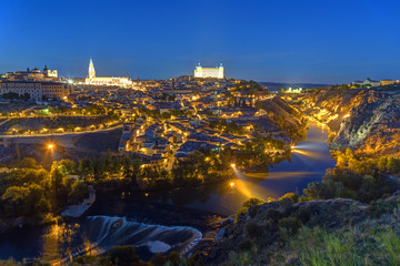 The historic old city of Toledo in Spain at night