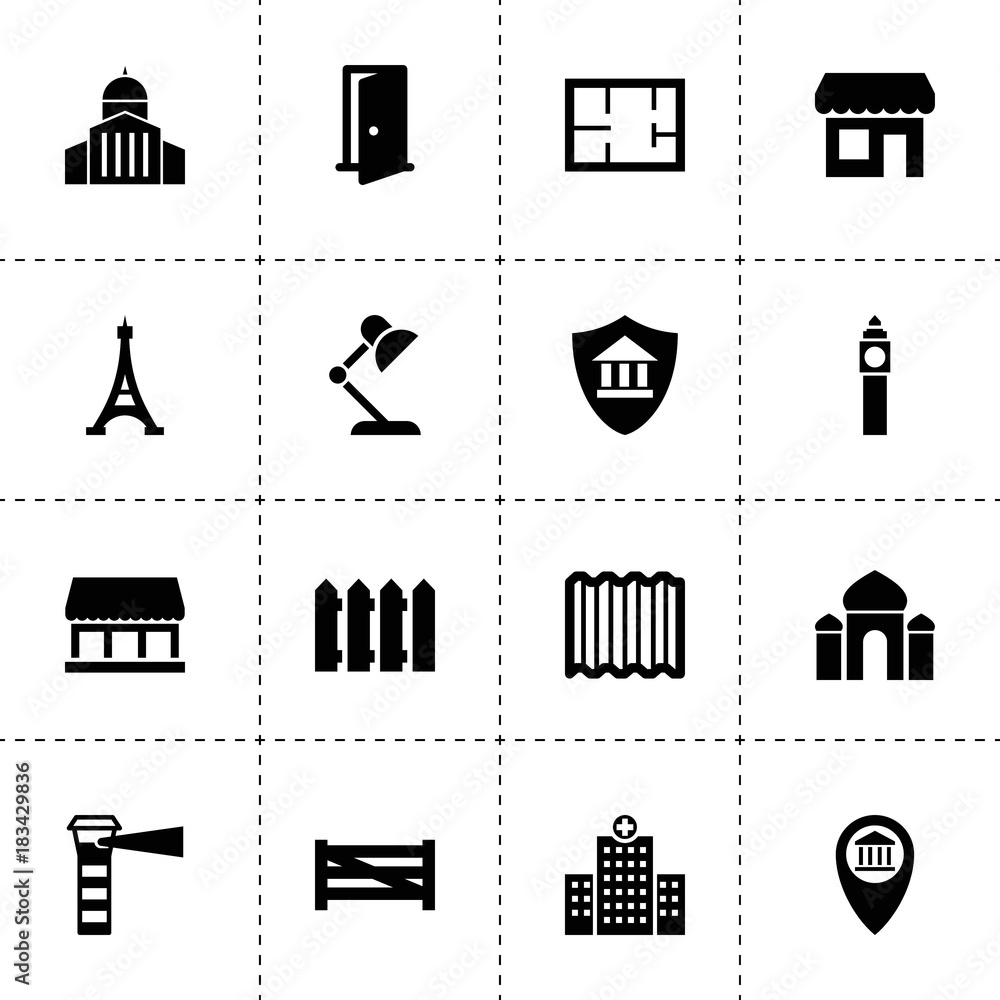 Poster architecture icons. vector collection filled architecture icons