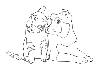 Cat & dog line art 13. Good use for symbol, logo, web icon, mascot, coloring book, sign, or any design you want.