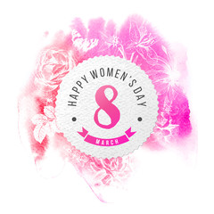 Obraz premium Happy Womens Day 8 March round banner