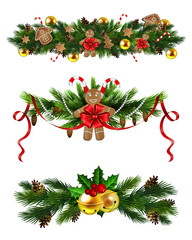 Fototapeta na wymiar Vector Christmas Fir Decoration isolated