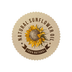 Obraz premium Sunflower oil emblem