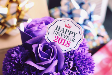 Happy new year 2018 with decoration.