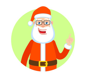 Santa Claus  pointing up. Portrait of Cartoon Santa Claus Character. Vector illustration in a flat style.