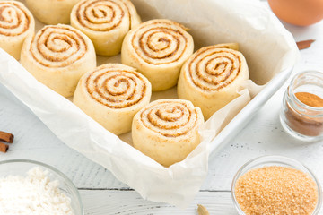 Cinnamon rolls and ingredients