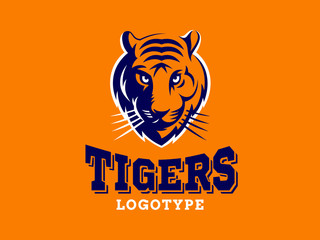 Tigers - logo, icon, illustration on orange background