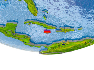 Jamaica in red on Earth model