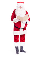 Christmas character Santa Claus holding book with blank cover