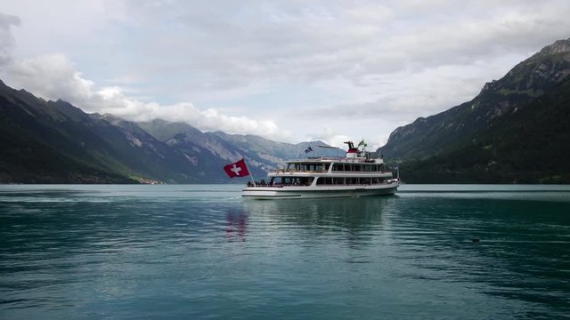 Boat cruise on lake Thun Brienz Lucerne with Swiss Alps view in Luzern Switzerland