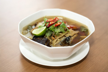 Sour and Spicy Smoked Dry Fish Soup