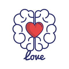 brain with heart love vector illustration design