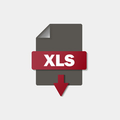 XLS download icon on background. XLS button .