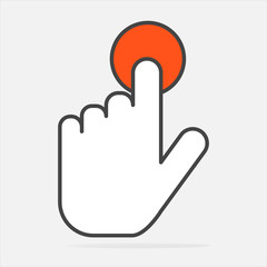 The hand clicks on the button. Cursor Icon