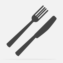 Knife and fork. Cutlery. Table setting. Vector icon  illustration