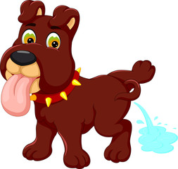 Fototapeta na wymiar funny dog cartoon standing with pee