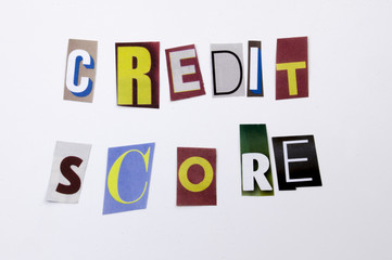 A word writing text showing concept of Credit Score made of different magazine newspaper letter for Business case on the white background with copy space