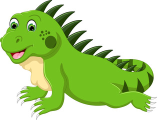 Fototapeta premium funny iguana cartoon posing with smile and look up