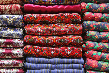 multicolored Uzbek ornaments on fabric