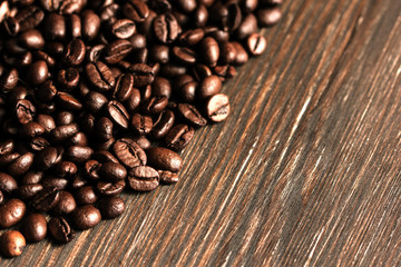 Coffee Beans On The Wooden Table 