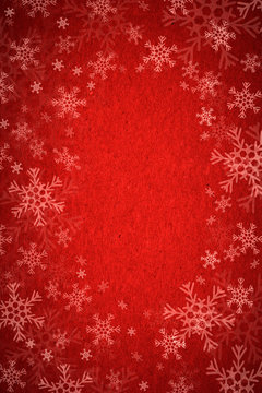 Red Christmas background with snowflakes 