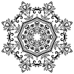 Black mandala on white background. Vector ornament for your design