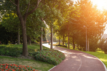 Jogging road in the Pudong district, Shanghai, China