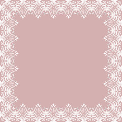Classic vector whiite square frame with arabesques and orient elements. Abstract ornament with place for text. Vintage pattern