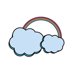 rainbow with cloud vector illustration