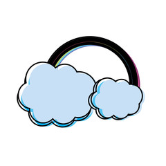 rainbow with cloud vector illustration