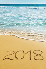 digits  2018 on the sand