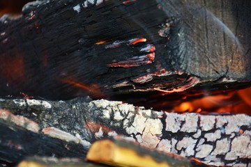 Burning wood in oven. Fire background