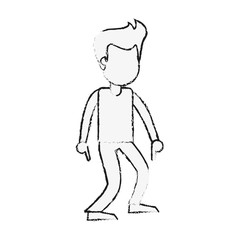 Young man celebrating cartoon icon vector illustration graphic design