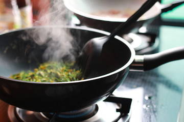 Sesbania cooking with smoke