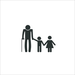 Grandfather with children vector