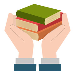 hands with books icon vector illustration design
