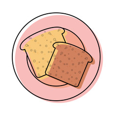 plate with bread vector illustration