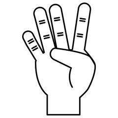 hand counting four on fingers vector illustration design