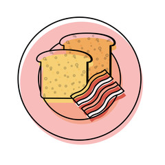 plate with bread and bacon  
