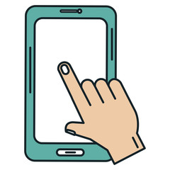 hand with smartphone device isolated icon vector illustration design
