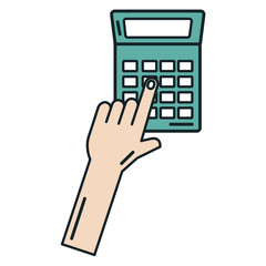hand with calculator device isolated icon vector illustration design