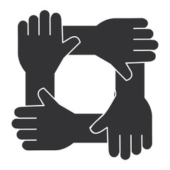 united teamwork hands icon vector illustration design