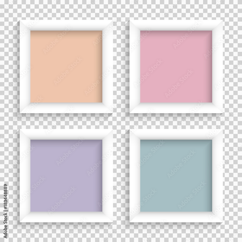 Poster set of realistic square empty picture frames